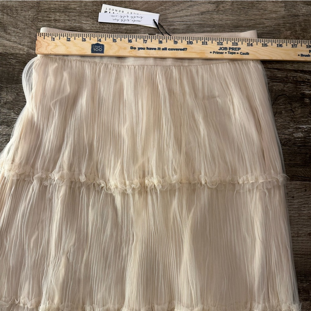 Alice +‎ Olivia Tiered Tulle Midi Skirt Champagne Beige Pleated Mesh CC104086306 - Picture 4 of 10